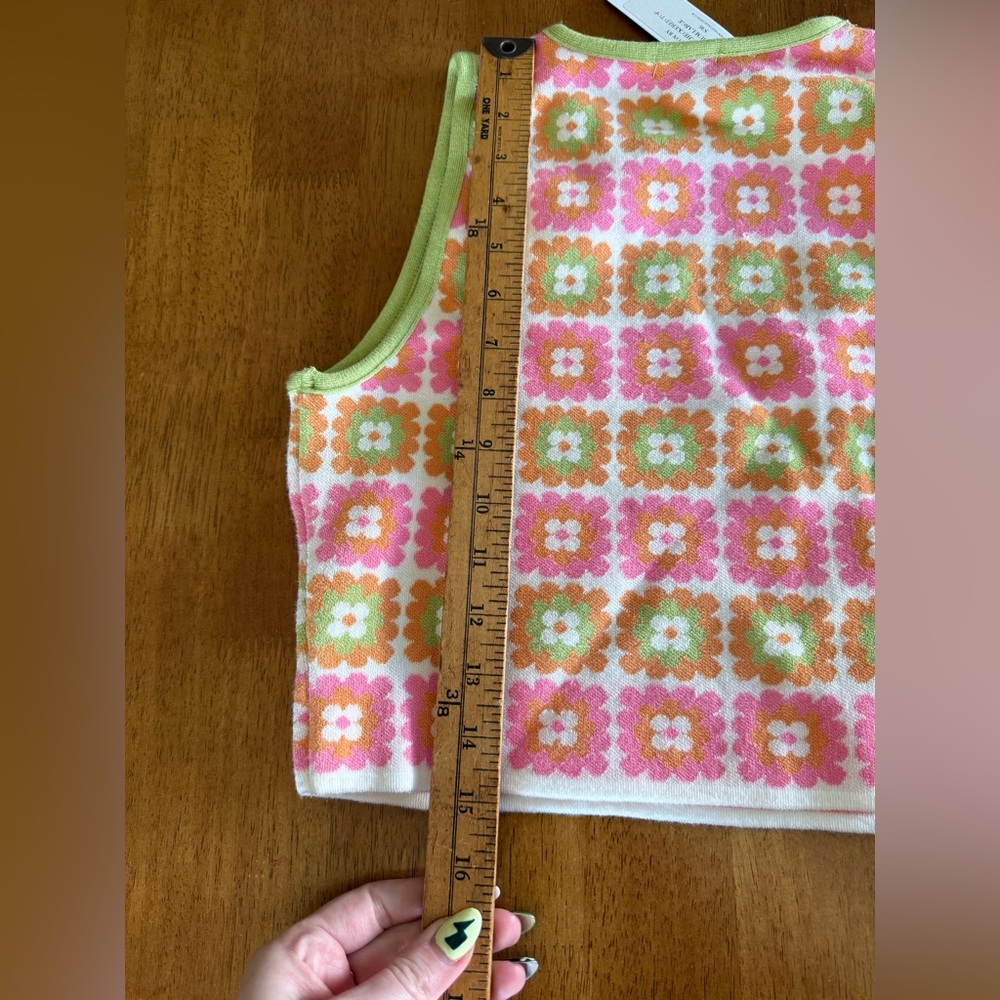 VICI Floral Crochet Knit Tank - Pink, Orange & Lime - Picture 4 of 5